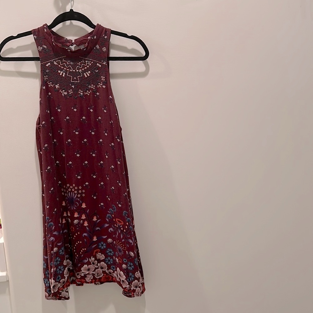 Maroon dress with patterns